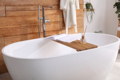 Stylish Bathroom with New Bathtub